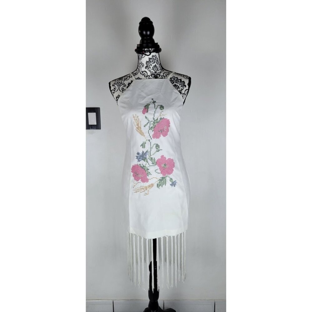 Endless Rose Anthropologie Dress Women’s Halter Sz Small Y2K White Embroidery